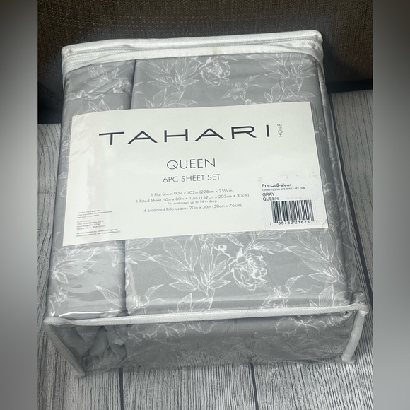Tahari Gray Queen 6-Piece Sheet Set - Picture 3 of 6